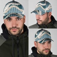 Dark Cyan Hawaii Tiare and Shell Lei Classic Cap Hawaiian Palaka Luxury Vibes - Polynesian Pride