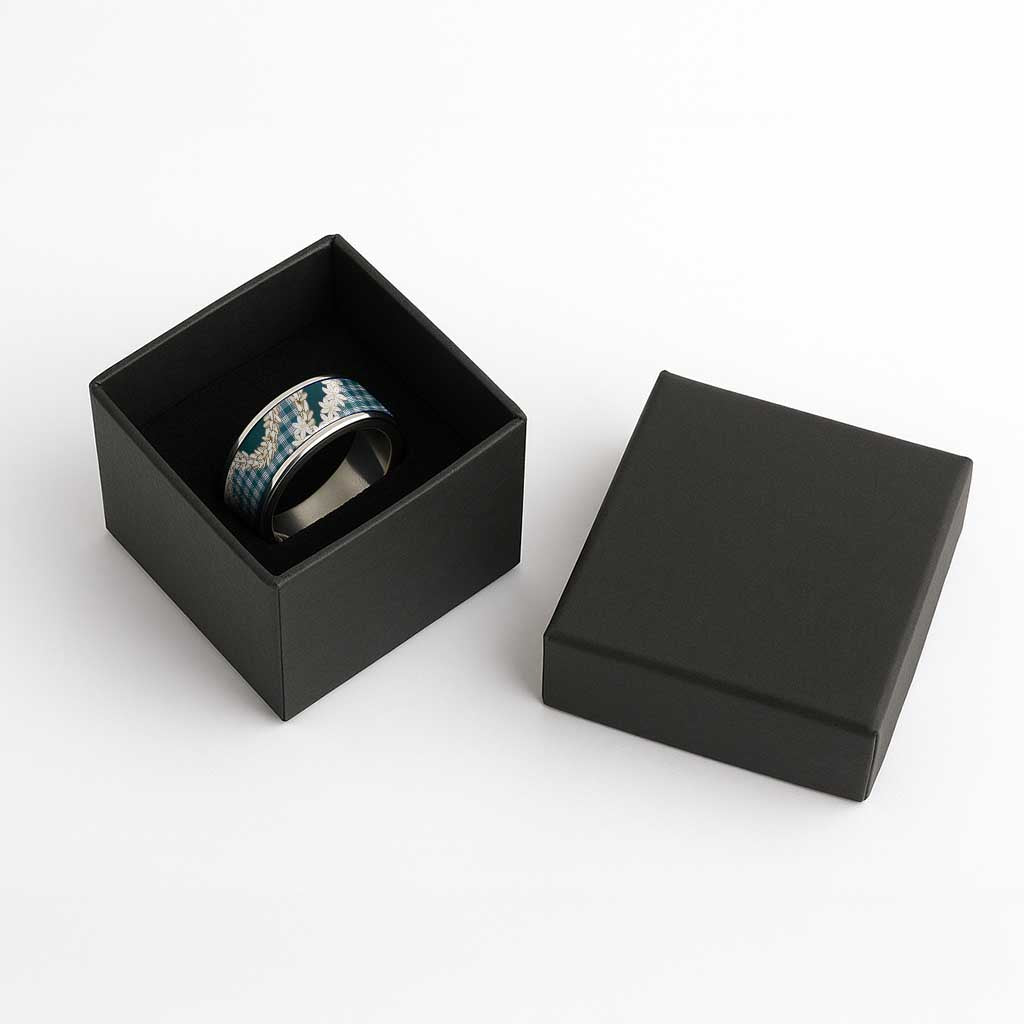 Dark Cyan Hawaii Tiare and Shell Lei Classic Ring Hawaiian Palaka Luxury Vibes - Polynesian Pride