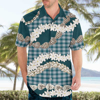 Dark Cyan Hawaii Tiare and Shell Lei Hawaiian Shirt Hawaiian Palaka Luxury Vibes - Polynesian Pride
