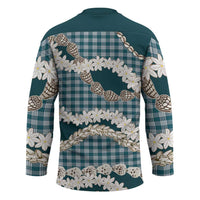 Dark Cyan Hawaii Tiare and Shell Lei Hockey Jersey Hawaiian Palaka Luxury Vibes - Polynesian Pride