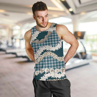 Dark Cyan Hawaii Tiare and Shell Lei Men Tank Top Hawaiian Palaka Luxury Vibes - Polynesian Pride