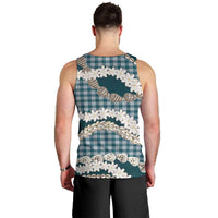 Dark Cyan Hawaii Tiare and Shell Lei Men Tank Top Hawaiian Palaka Luxury Vibes - Polynesian Pride