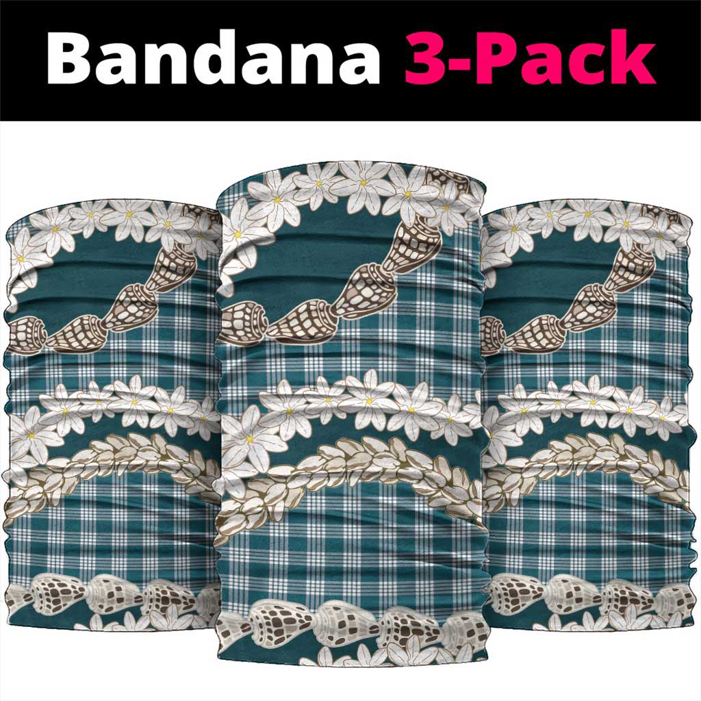 Dark Cyan Hawaii Tiare and Shell Lei Neck Gaiter Hawaiian Palaka Luxury Vibes - Polynesian Pride