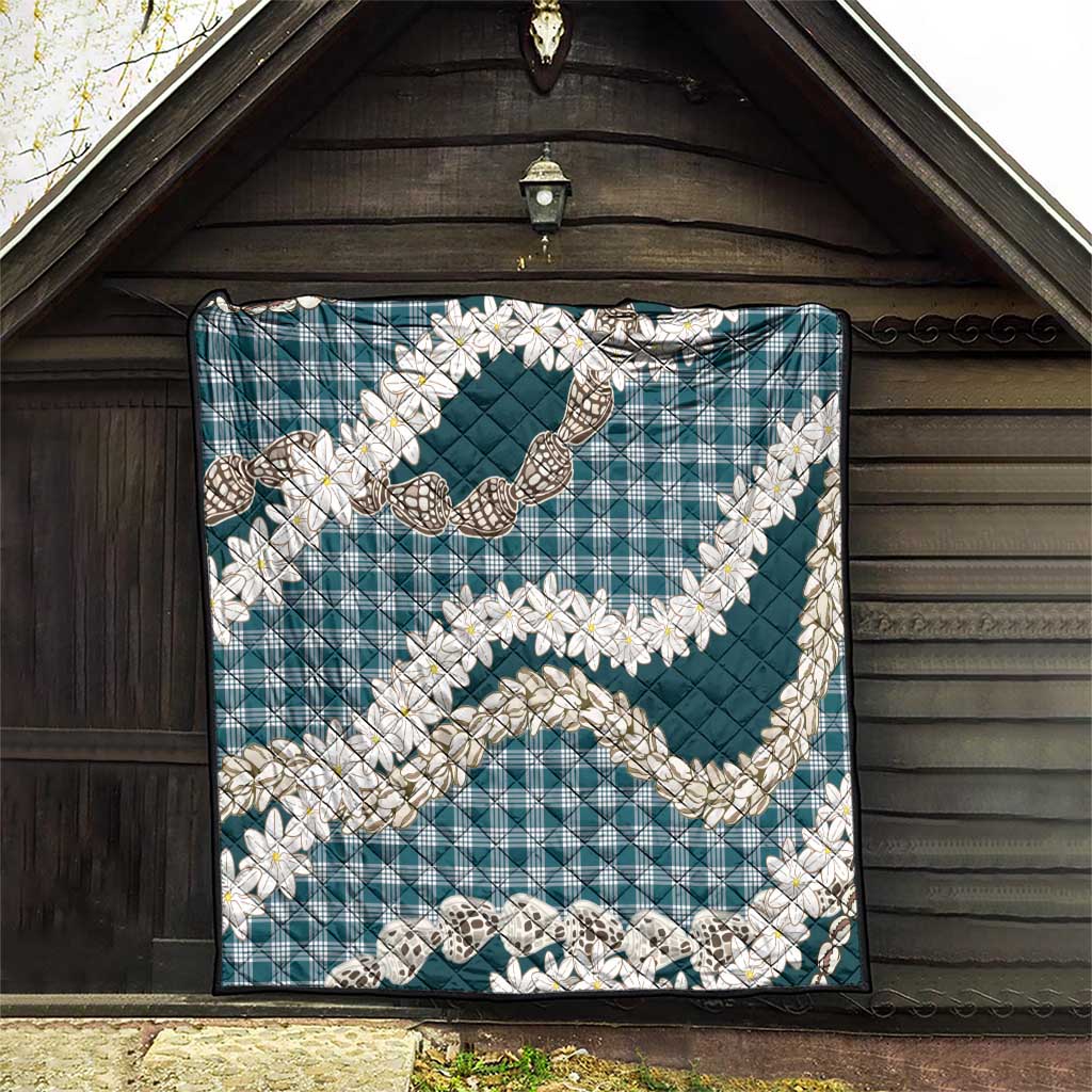 Dark Cyan Hawaii Tiare and Shell Lei Quilt Hawaiian Palaka Luxury Vibes LT14 - Polynesian Pride