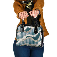 Dark Cyan Hawaii Tiare and Shell Lei Shoulder Handbag Hawaiian Palaka Luxury Vibes - Polynesian Pride