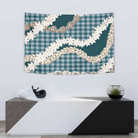 Dark Cyan Hawaii Tiare and Shell Lei Tapestry Hawaiian Palaka Luxury Vibes LT14 - Polynesian Pride