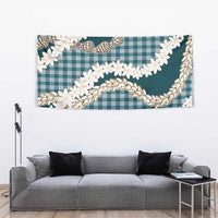 Dark Cyan Hawaii Tiare and Shell Lei Tapestry Hawaiian Palaka Luxury Vibes LT14 - Polynesian Pride