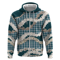 Dark Cyan Hawaii Tiare and Shell Lei Zip Hoodie Hawaiian Palaka Luxury Vibes - Polynesian Pride