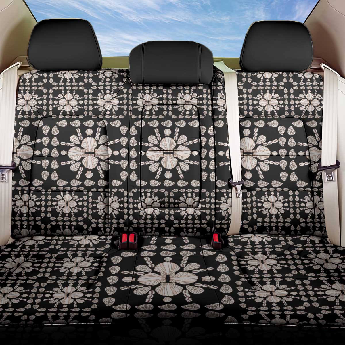 Aloha Hawaii Shell Quilt Back Car Seat Cover Seamless Style LT14 One Size Black - Polynesian Pride
