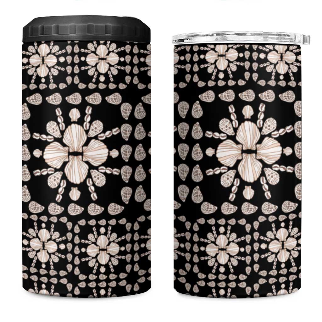 Aloha Hawaii Shell Quilt 4 in 1 Can Cooler Tumbler Seamless Style LT14 One Size: 16 oz Black - Polynesian Pride