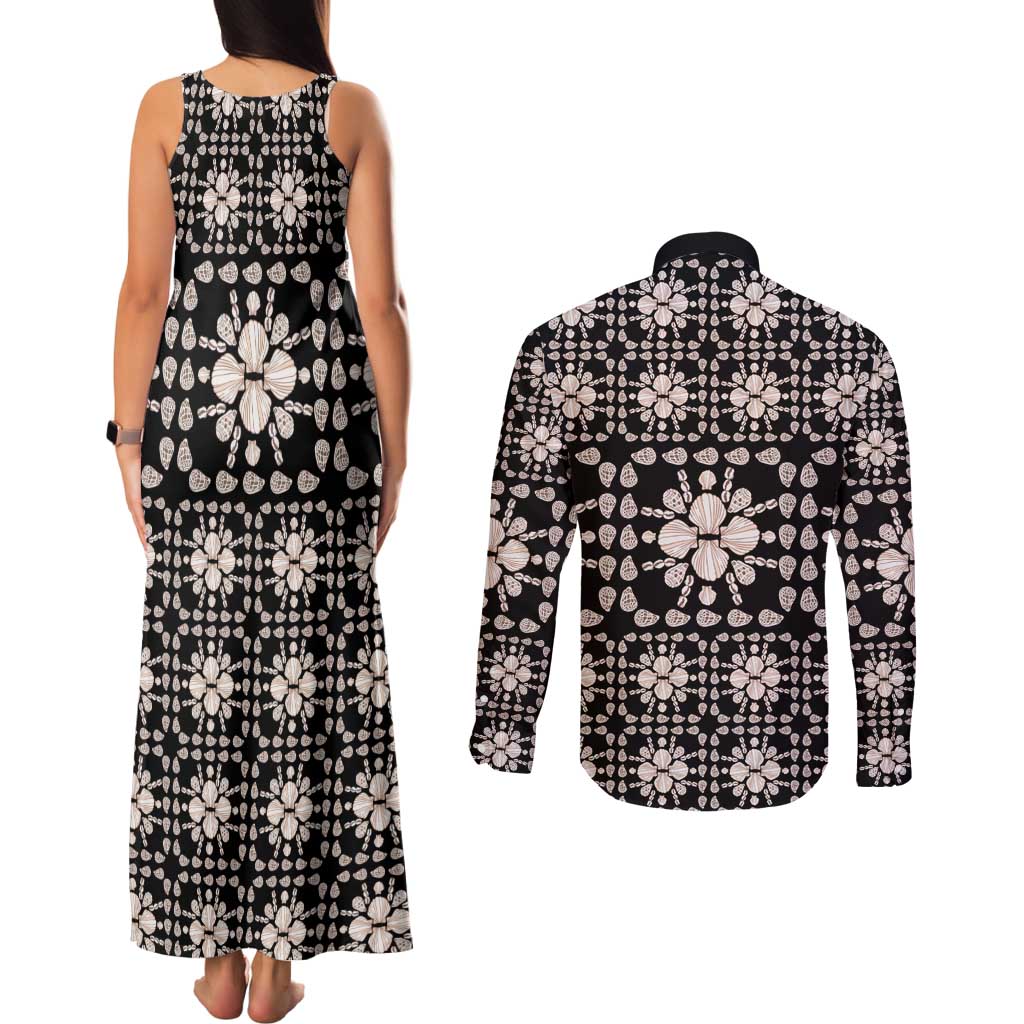 Aloha Hawaii Shell Quilt Couples Matching Tank Maxi Dress and Long Sleeve Button Shirt Seamless Style - Polynesian Pride
