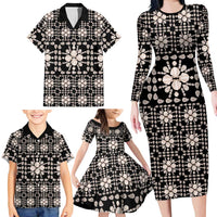 Aloha Hawaii Shell Quilt Family Matching Long Sleeve Bodycon Dress and Hawaiian Shirt Seamless Style - Polynesian Pride