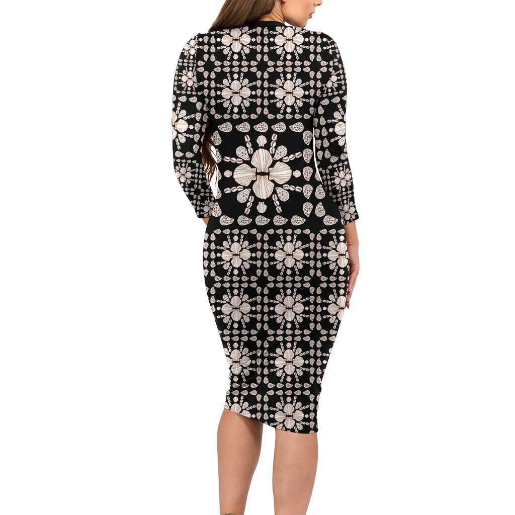 Aloha Hawaii Shell Quilt Family Matching Long Sleeve Bodycon Dress and Hawaiian Shirt Seamless Style - Polynesian Pride