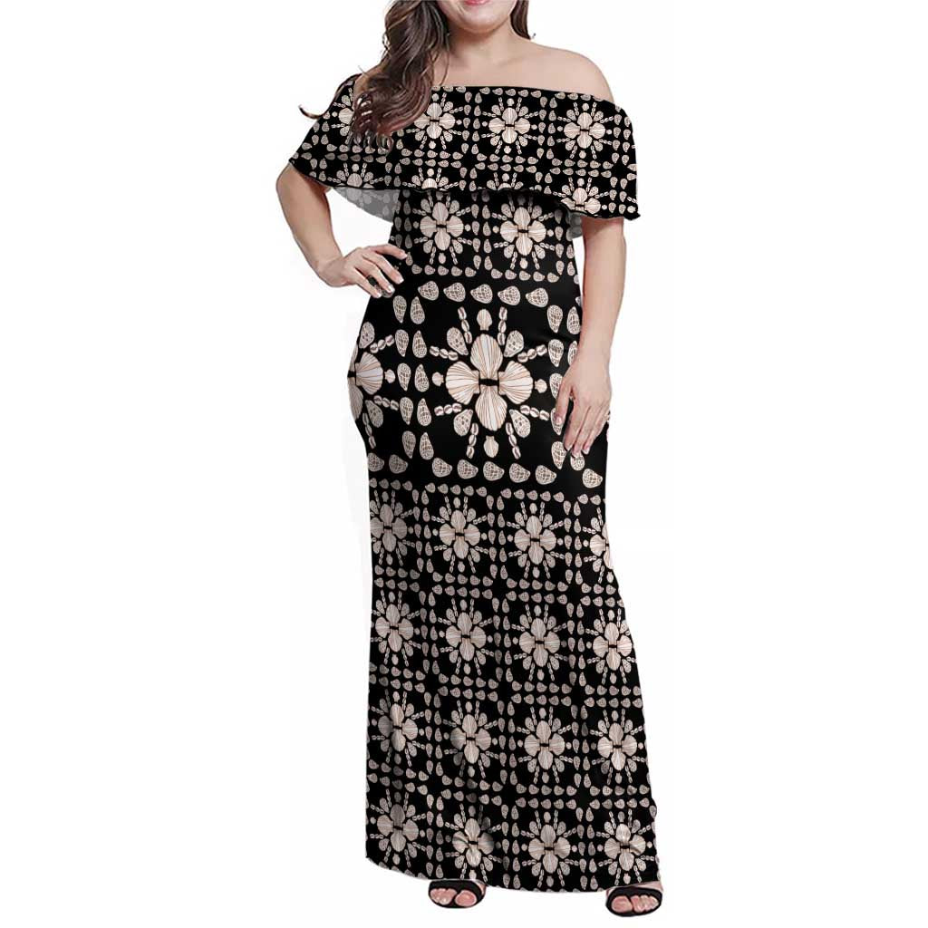 Aloha Hawaii Shell Quilt Family Matching Off Shoulder Maxi Dress and Hawaiian Shirt Seamless Style - Polynesian Pride