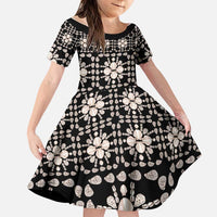 Aloha Hawaii Shell Quilt Family Matching Off Shoulder Short Dress and Hawaiian Shirt Seamless Style - Polynesian Pride