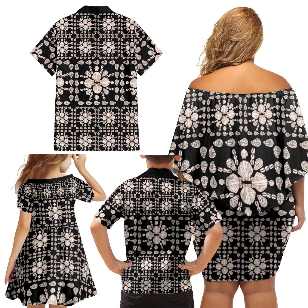 Aloha Hawaii Shell Quilt Family Matching Off Shoulder Short Dress and Hawaiian Shirt Seamless Style - Polynesian Pride