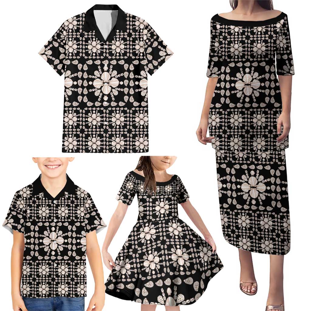 Aloha Hawaii Shell Quilt Family Matching Puletasi and Hawaiian Shirt Seamless Style - Polynesian Pride