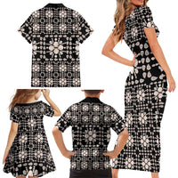 Aloha Hawaii Shell Quilt Family Matching Short Sleeve Bodycon Dress and Hawaiian Shirt Seamless Style - Polynesian Pride
