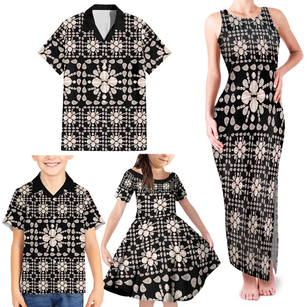 Aloha Hawaii Shell Quilt Family Matching Tank Maxi Dress and Hawaiian Shirt Seamless Style - Polynesian Pride
