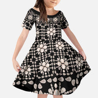 Aloha Hawaii Shell Quilt Kid Short Sleeve Dress Seamless Style - Polynesian Pride