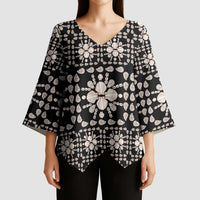 Aloha Hawaii Shell Quilt Kimono Sleeve Blouse Seamless Style - Polynesian Pride