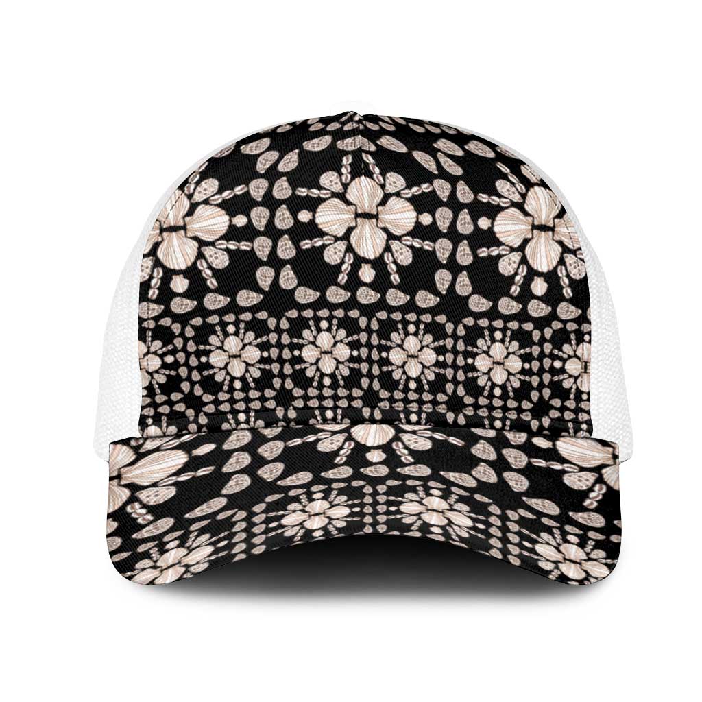 Aloha Hawaii Shell Quilt Mesh Trucker Cap Seamless Style LT14 One Size White Black - Polynesian Pride