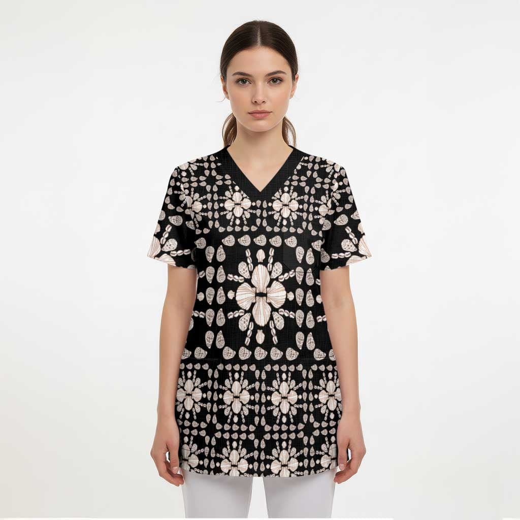 Aloha Hawaii Shell Quilt Scrub Top Seamless Style - Polynesian Pride