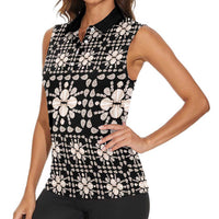 Aloha Hawaii Shell Quilt Women Sleeveless Polo Shirt Seamless Style - Polynesian Pride