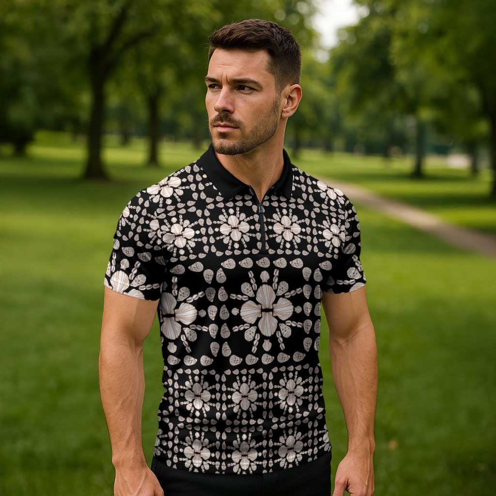 Aloha Hawaii Shell Quilt Zipper Polo Shirt Seamless Style - Polynesian Pride