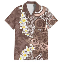 Mocha Mousse Polynesian Tribal Frangipani Tropical Vibe Family Matching Short Sleeve Bodycon Dress and Hawaiian Shirt LT14 Dad's Shirt - Short Sleeve Mocha Mousse - Polynesian Pride