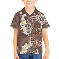 Mocha Mousse Polynesian Tribal Frangipani Tropical Vibe Family Matching Short Sleeve Bodycon Dress and Hawaiian Shirt LT14 Son's Shirt Mocha Mousse - Polynesian Pride