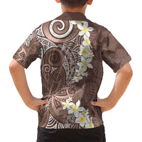 Mocha Mousse Polynesian Tribal Frangipani Tropical Vibe Family Matching Tank Maxi Dress and Hawaiian Shirt LT14 - Polynesian Pride