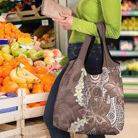 Mocha Mousse Polynesian Tribal Frangipani Tropical Vibe Grocery Bag