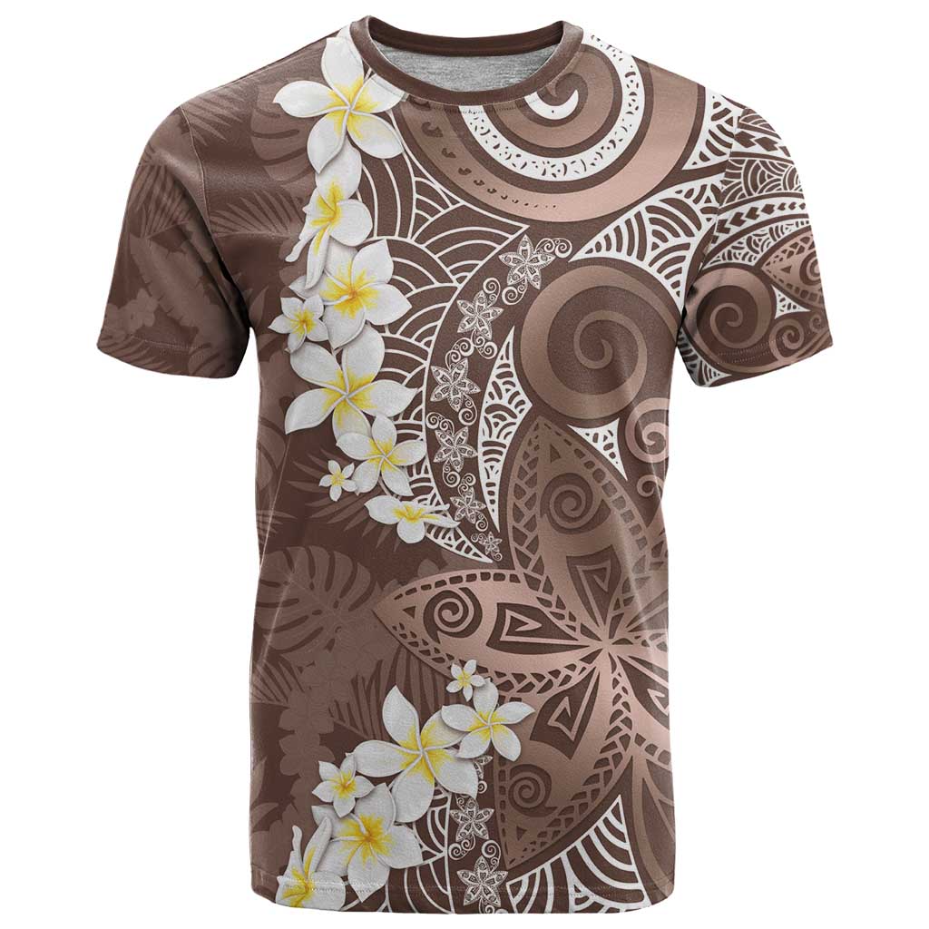 Mocha Mousse Polynesian Tribal Frangipani Tropical Vibe T Shirt