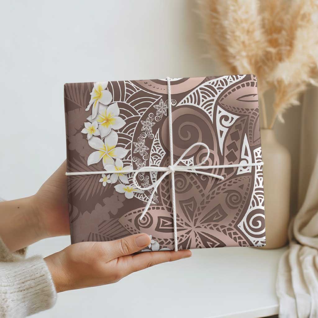 Mocha Mousse Polynesian Tribal Frangipani Tropical Vibe Wrapping Paper - Polynesian Pride