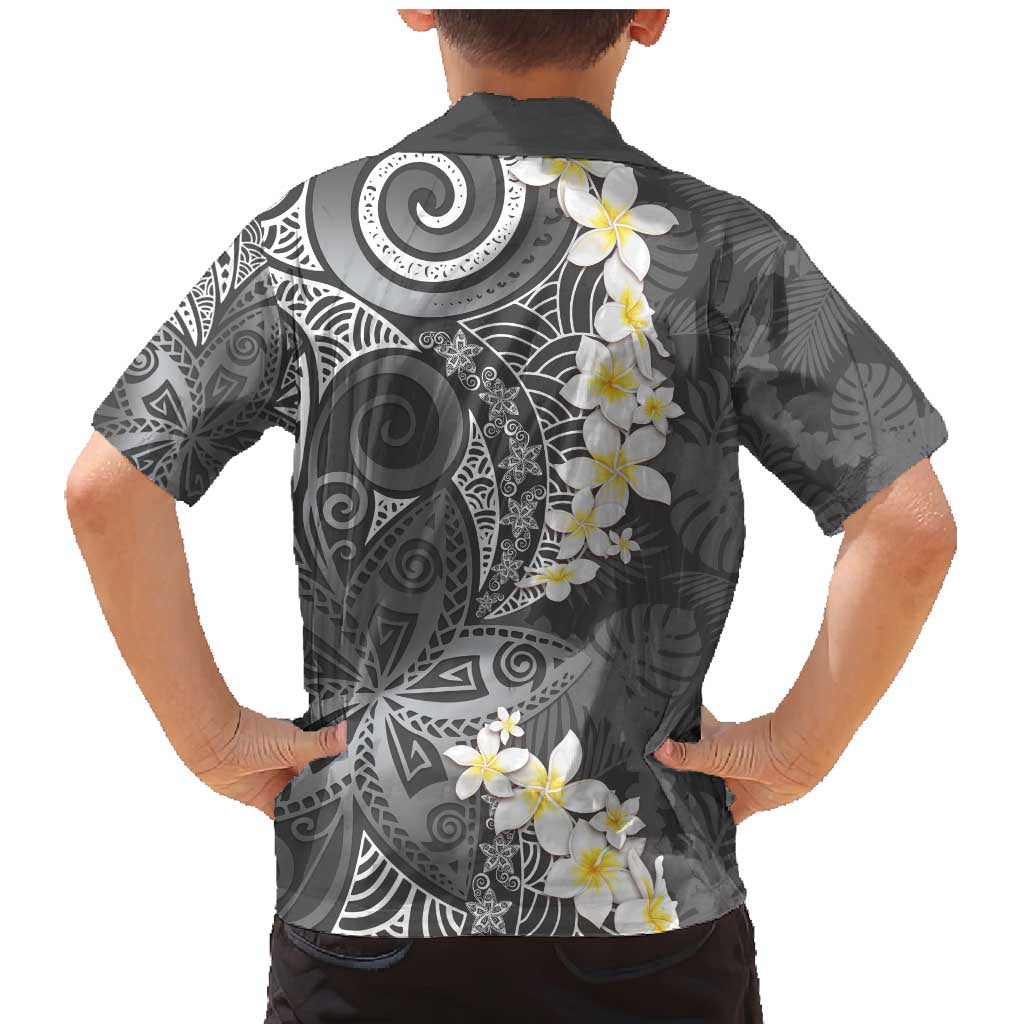 Gray Polynesian Tribal Frangipani Tropical Vibe Family Matching Mermaid Dress and Hawaiian Shirt LT14 - Polynesian Pride
