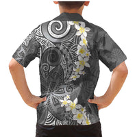Gray Polynesian Tribal Frangipani Tropical Vibe Family Matching Mermaid Dress and Hawaiian Shirt LT14 - Polynesian Pride