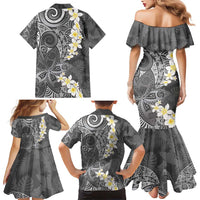 Gray Polynesian Tribal Frangipani Tropical Vibe Family Matching Mermaid Dress and Hawaiian Shirt LT14 - Polynesian Pride