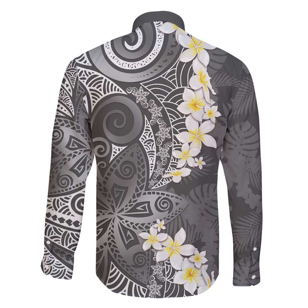 Gray Polynesian Tribal Frangipani Tropical Vibe Family Matching Mermaid Dress and Hawaiian Shirt LT14 - Polynesian Pride
