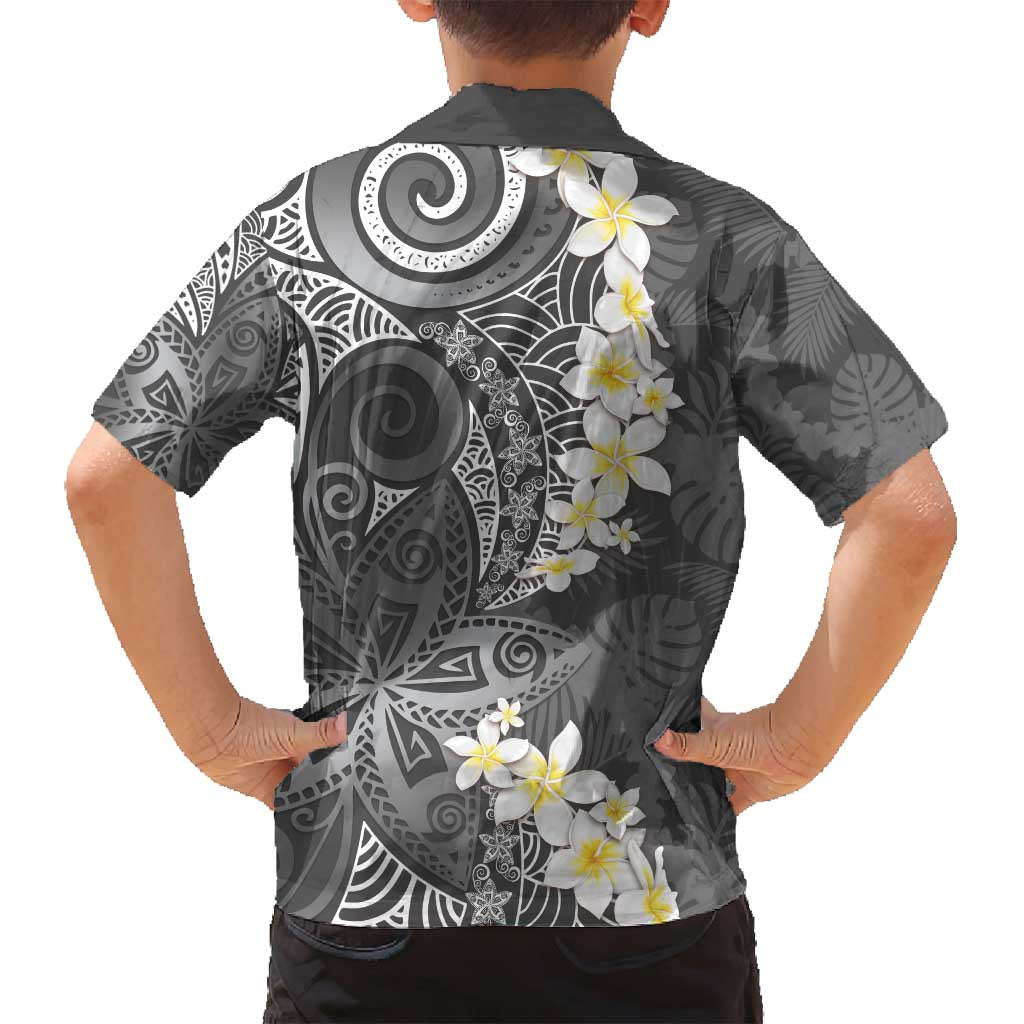 Gray Polynesian Tribal Frangipani Tropical Vibe Family Matching Tank Maxi Dress and Hawaiian Shirt LT14 - Polynesian Pride