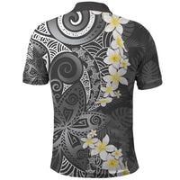 Gray Polynesian Tribal Frangipani Tropical Vibe Polo Shirt