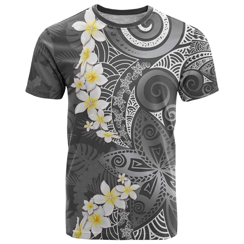 Gray Polynesian Tribal Frangipani Tropical Vibe T Shirt