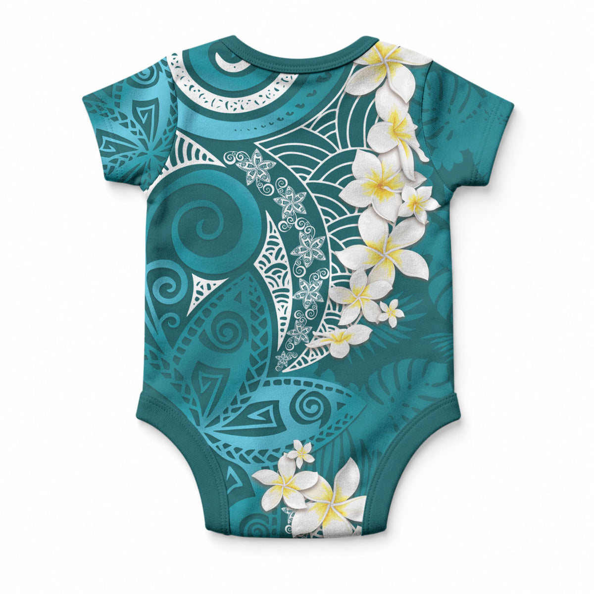 Cyan Polynesian Tribal Frangipani Tropical Vibe Baby Onesie LT14 - Polynesian Pride