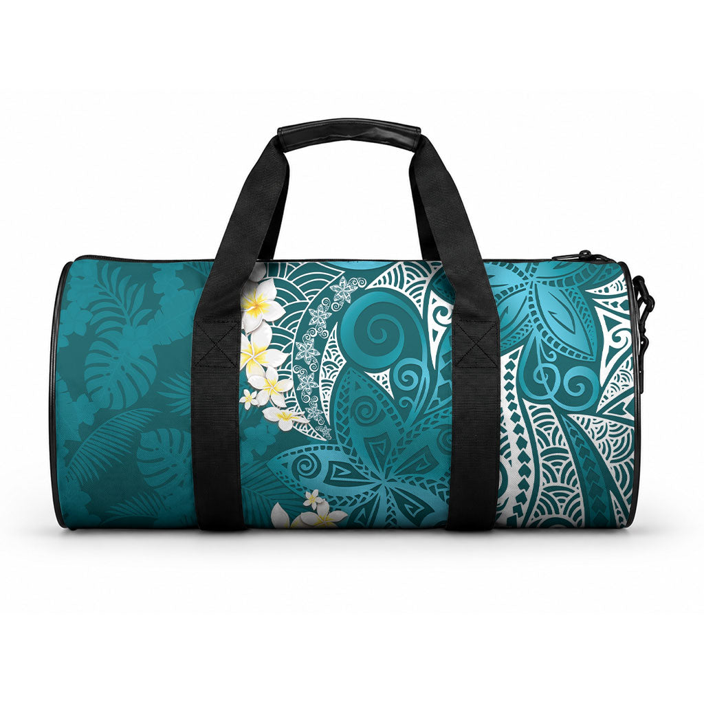 Cyan Polynesian Tribal Frangipani Tropical Vibe Duffle Bag LT14 One size Cyan - Polynesian Pride