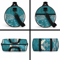 Cyan Polynesian Tribal Frangipani Tropical Vibe Duffle Bag LT14 - Polynesian Pride