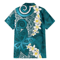 Cyan Polynesian Tribal Frangipani Tropical Vibe Family Matching Mermaid Dress and Hawaiian Shirt LT14 - Polynesian Pride