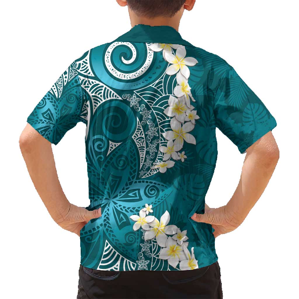 Cyan Polynesian Tribal Frangipani Tropical Vibe Family Matching Tank Maxi Dress and Hawaiian Shirt LT14 - Polynesian Pride