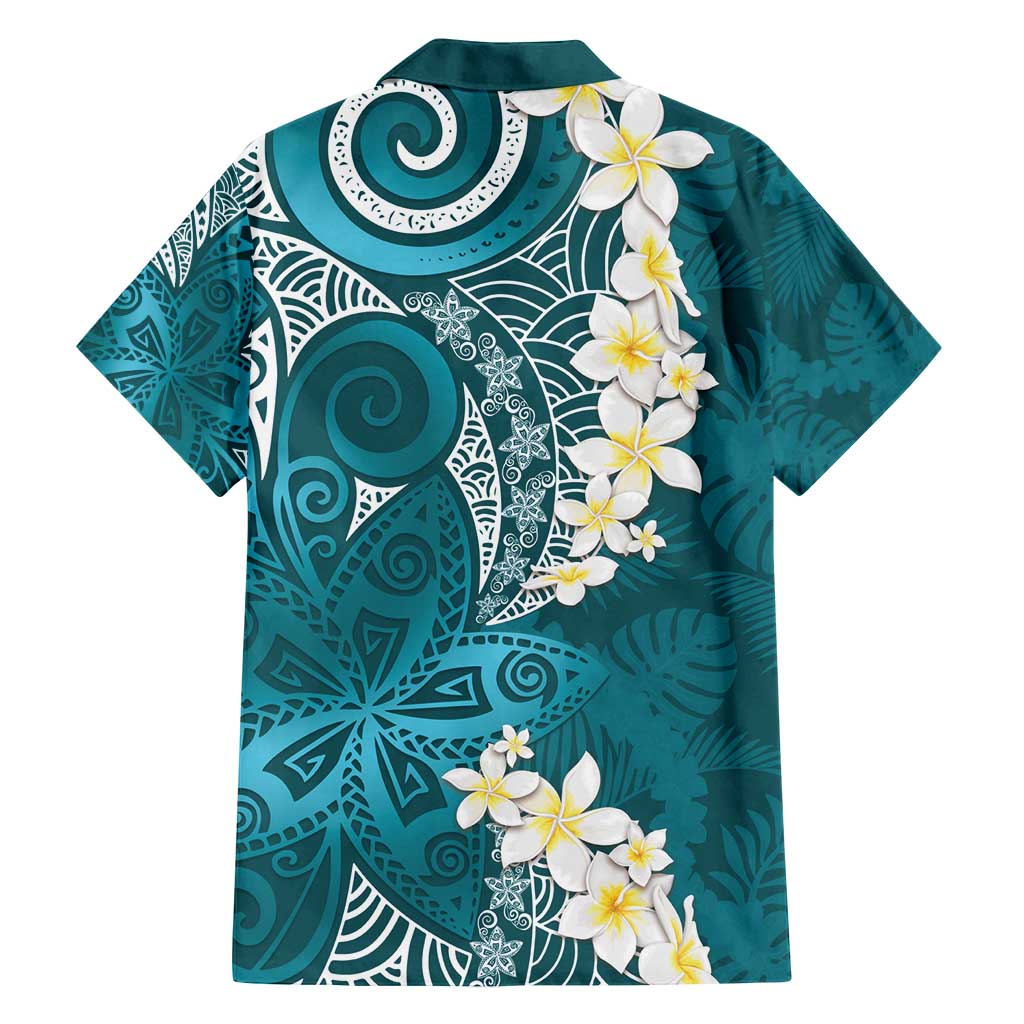 Cyan Polynesian Tribal Frangipani Tropical Vibe Family Matching Tank Maxi Dress and Hawaiian Shirt LT14 - Polynesian Pride