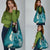 Cyan Polynesian Tribal Frangipani Tropical Vibe Grocery Bag
