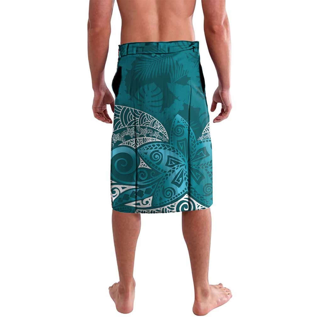 Cyan Polynesian Tribal Frangipani Tropical Vibe Lavalava